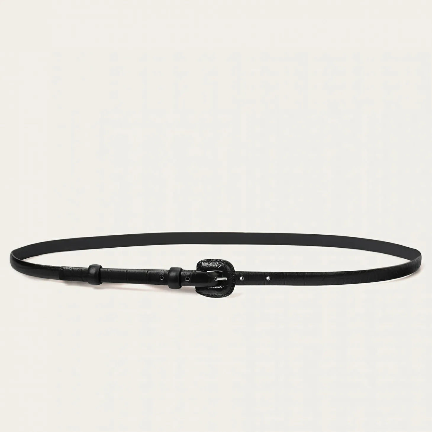 Paski|Balagan Cienki Pasek Z Powlekana Klamerka, Czarny Wzor Krokodyla