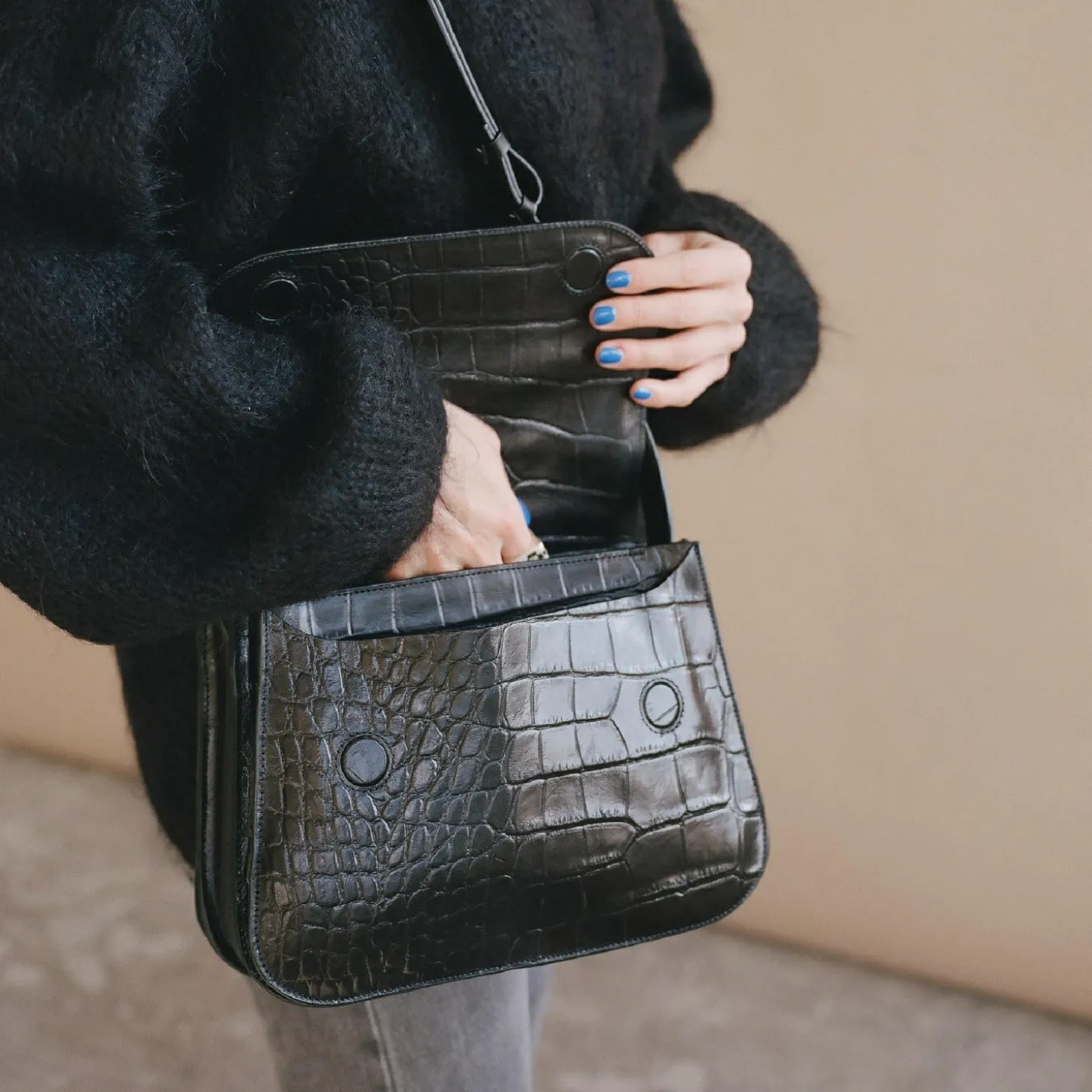 Listonoszki|Balagan Doar Torebka M, Czarny Wzor Krokodyla