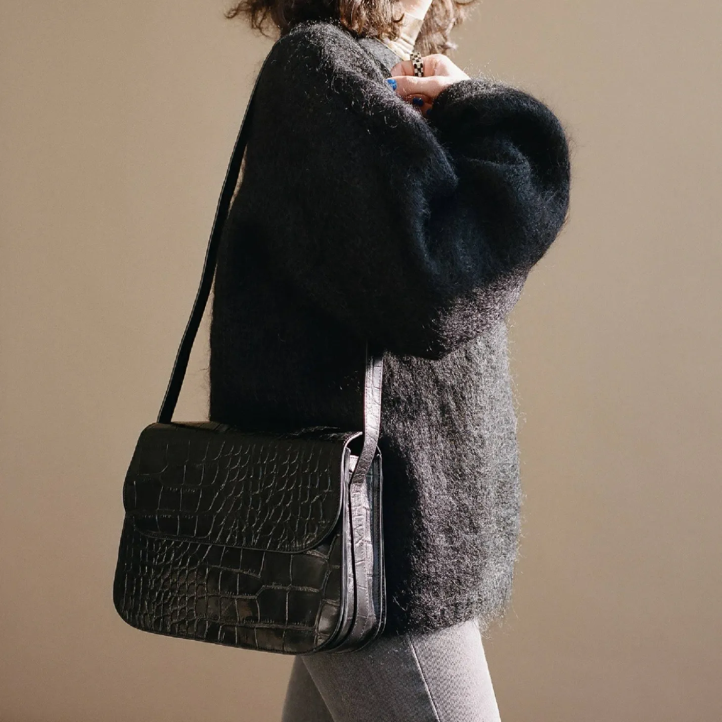 Listonoszki|Balagan Doar Torebka M, Czarny Wzor Krokodyla