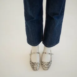 Czółenka|Balagan Dora Czółenka Na Niskim Obcasie, Zlamana Biel Wzor Pytona