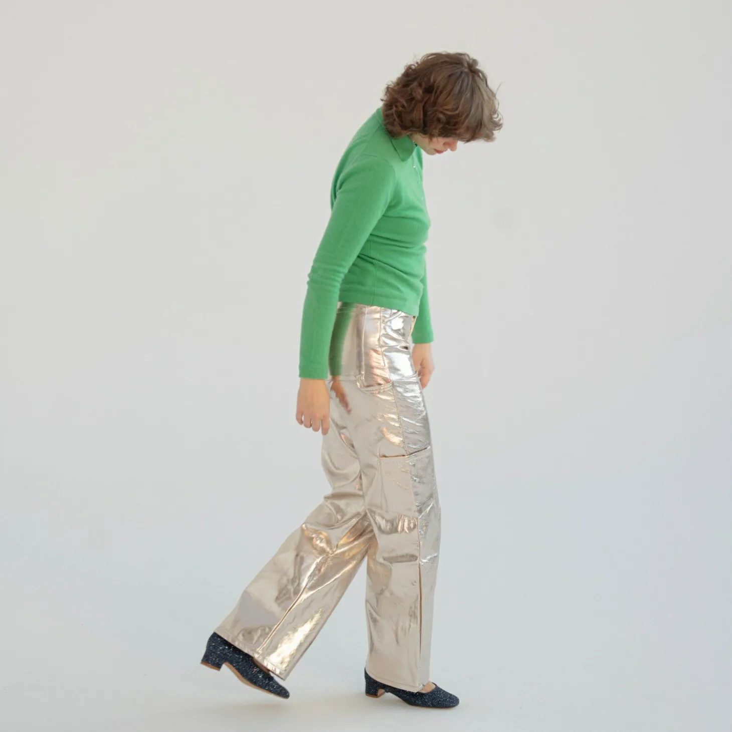 Czółenka|Balagan Dora Czółenka Na Niskim Obcasie, Granatowy Brokat