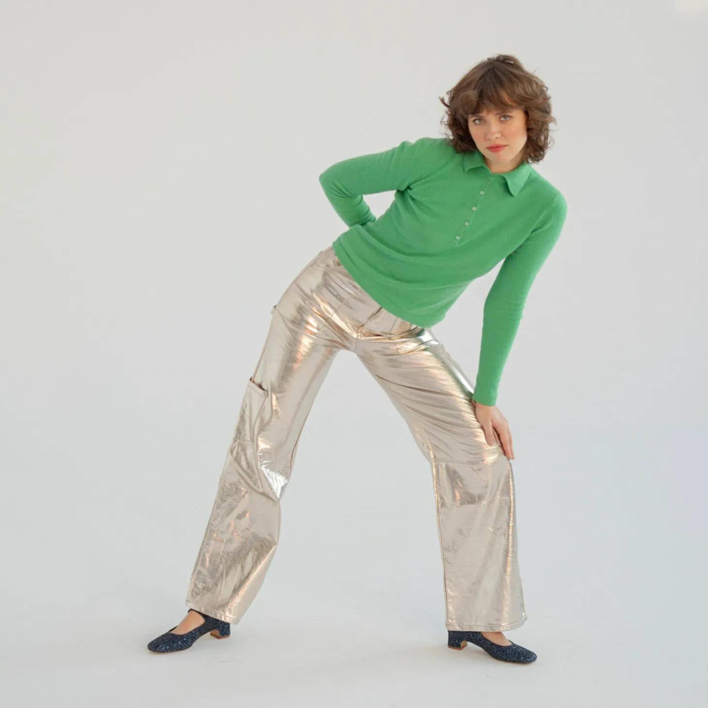 Czółenka|Balagan Dora Czółenka Na Niskim Obcasie, Granatowy Brokat