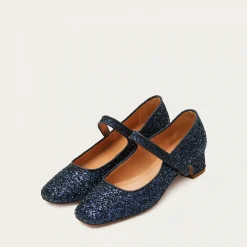 Czółenka|Balagan Dora Czółenka Na Niskim Obcasie, Granatowy Brokat