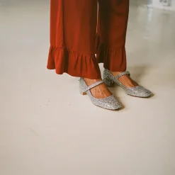 Czółenka|Balagan Dora Czółenka Na Niskim Obcasie, Srebrny Brokat