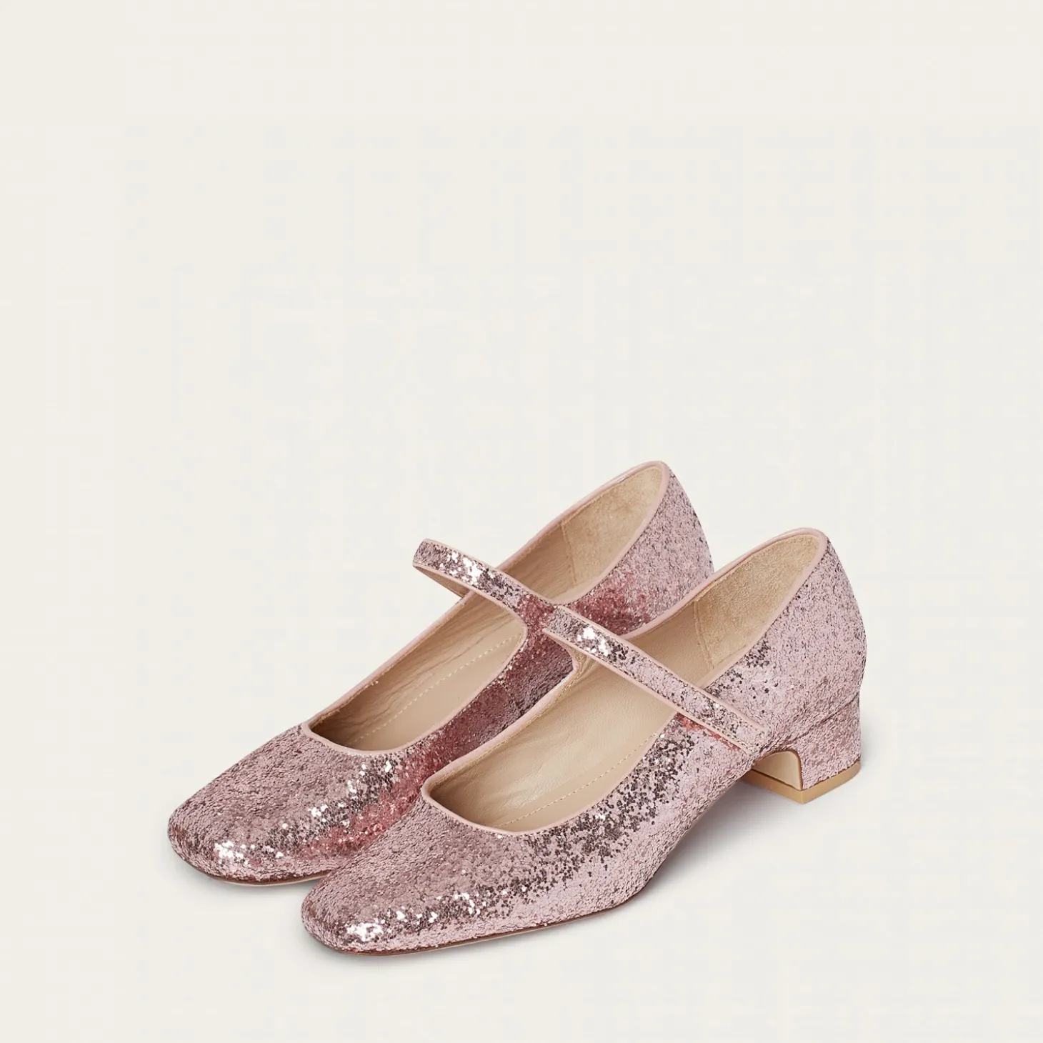 Czółenka|Balagan Dora Czółenka Na Niskim Obcasie, Pudrowy Brokat