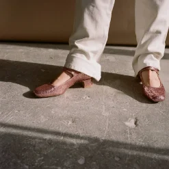 Czółenka|Balagan Dora Czółenka Na Niskim Obcasie, Pudrowy Brokat