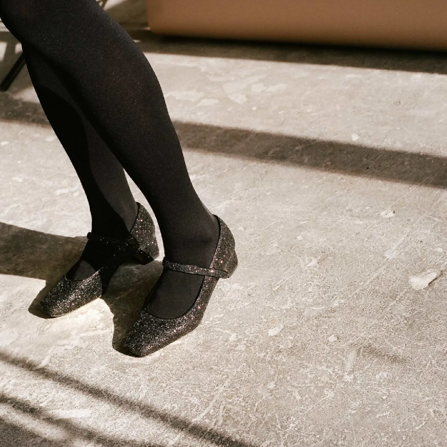 Czółenka|Balagan Dora Czółenka Na Niskim Obcasie, Czarny Brokat