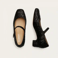 Czółenka|Balagan Dora Czółenka Na Niskim Obcasie, Czarny Brokat