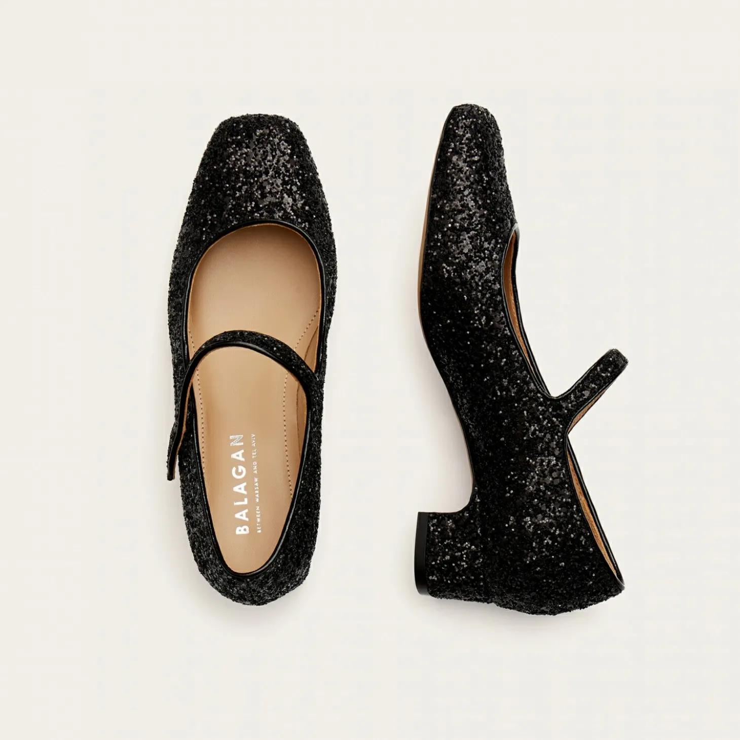 Czółenka|Balagan Dora Czółenka Na Niskim Obcasie, Czarny Brokat