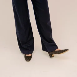 Czółenka|Balagan Dora Czółenka Na Niskim Obcasie, Czarny Brokat