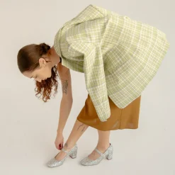 Czółenka|Balagan Dora Czółenka Na Wysokim Obcasie, Srebrny Brokat