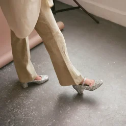 Czółenka|Balagan Dora Czółenka Na Wysokim Obcasie, Srebrny Brokat