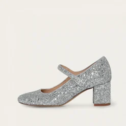 Czółenka|Balagan Dora Czółenka Na Wysokim Obcasie, Srebrny Brokat