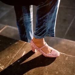 Czółenka|Balagan Dora Czółenka Na Wysokim Obcasie, Pudrowy Brokat