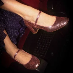 Czółenka|Balagan Dora Czółenka Na Wysokim Obcasie, Pudrowy Brokat