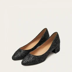 Czółenka|Balagan Migdal Czółenka Na Niskim Obcasie, Czarny Brokat