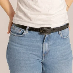 Paski|Balagan Pasek Z Powlekana Klamra, Czarny Wzor Krokodyla