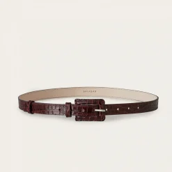 Paski|Balagan Pasek Z Powlekana Klamra, Bordowy Wzor Krokodyla