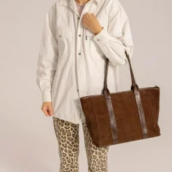 Shoppery|Balagan Sal Tote Poziom Torebka, Czekoladowy Braz Welur